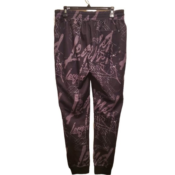 Men's Encrypted Black and Gray Legend Print Joggers Size Large - Picture 2 of 5